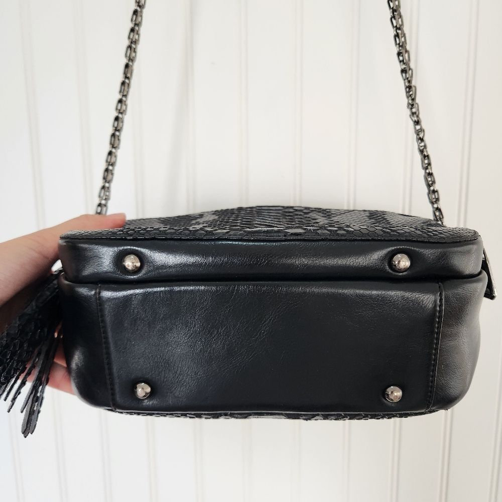 TALLULAH Mini Riley Black Snake Print Crossbody Purse - Picture 5 of 10